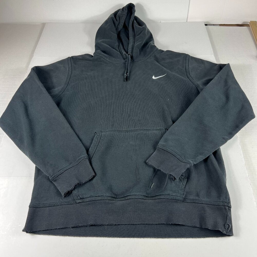 Nike Sweatshirt Large Black Faded Thrashed Grunge Contrast Logo Pullover Hoodie